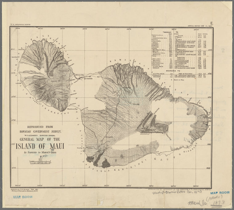 General map of the island of Maui as surveyed to March 1, 1880